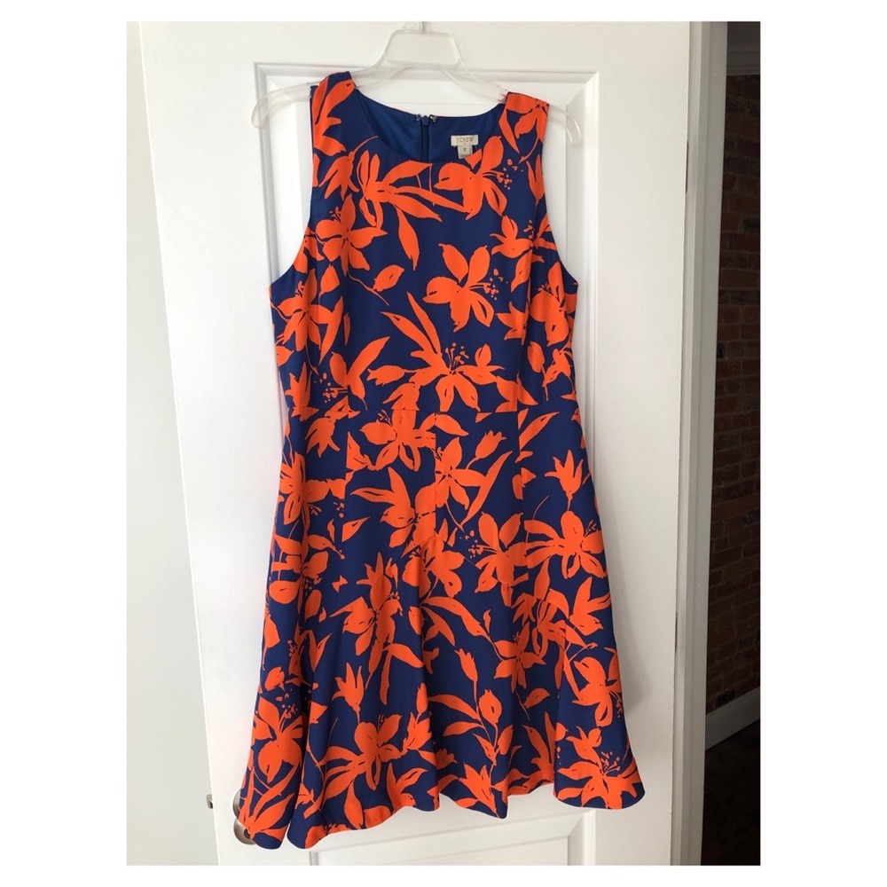 J. Crew navy and burnt orange dress